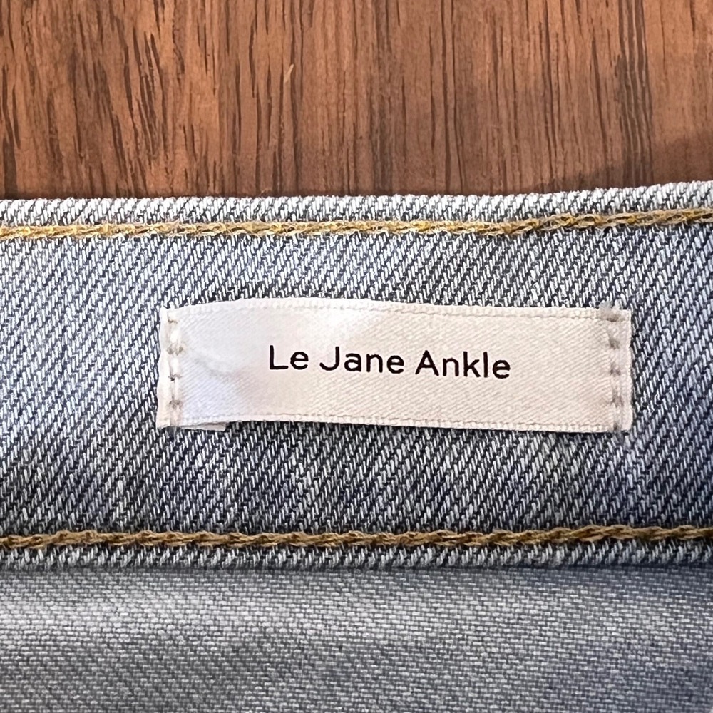 FRAME Le Jane Ankle Jeans 23 Light Wash Raw Hem High Rise Straight Leg Denim - Picture 6 of 11